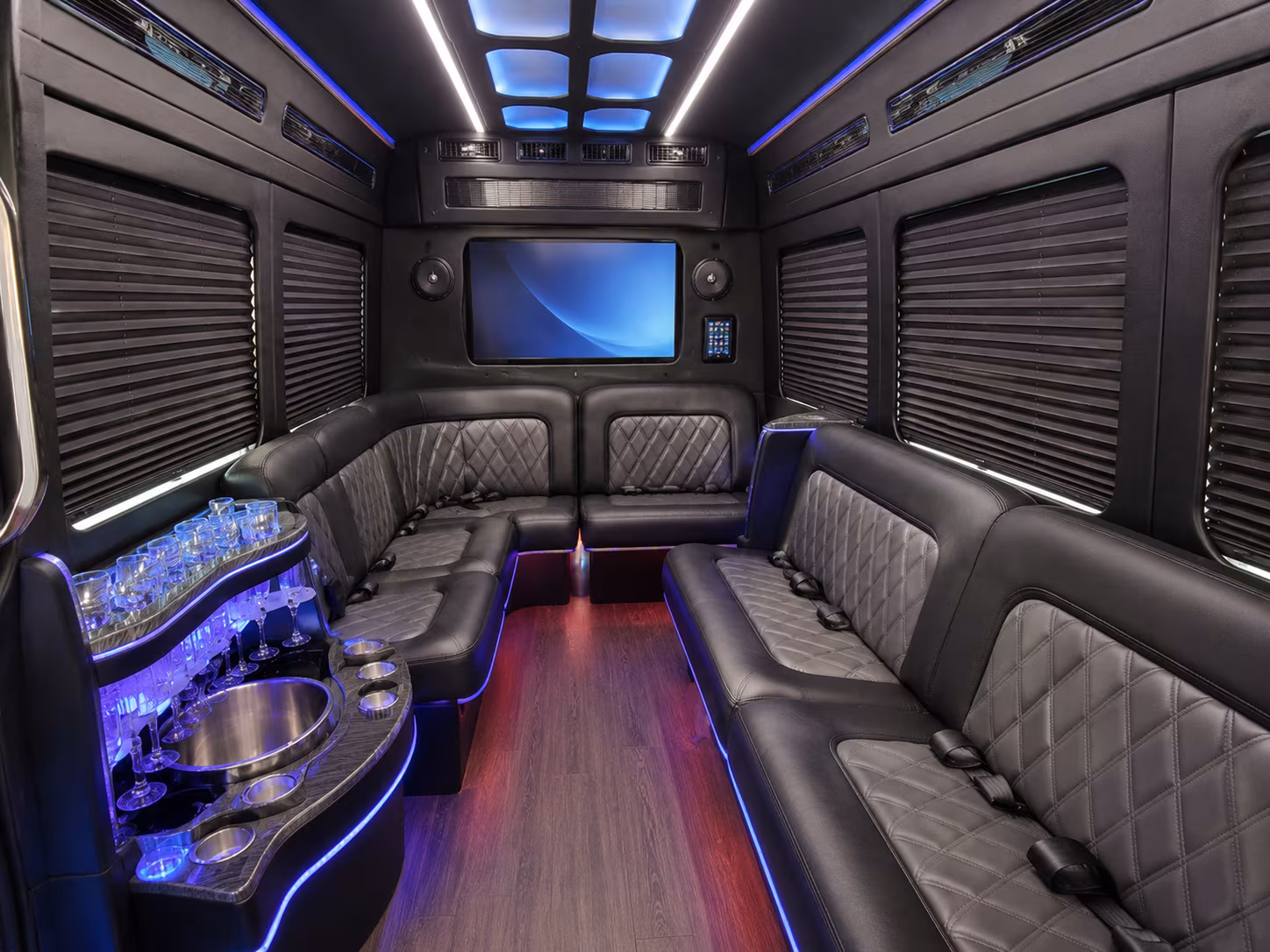 santa clara 40 passenger party bus inside